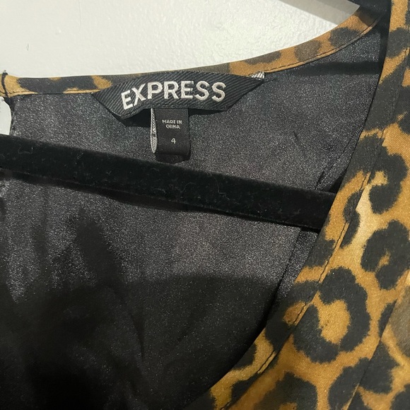 Express Ruffle Black & Leopard Print Dress - Picture 6 of 8